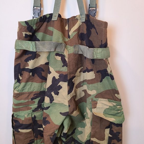 Military Overall Pant Woodland Camo Cargo Chemical Protective NFR Mens Medium - Picture 7 of 14